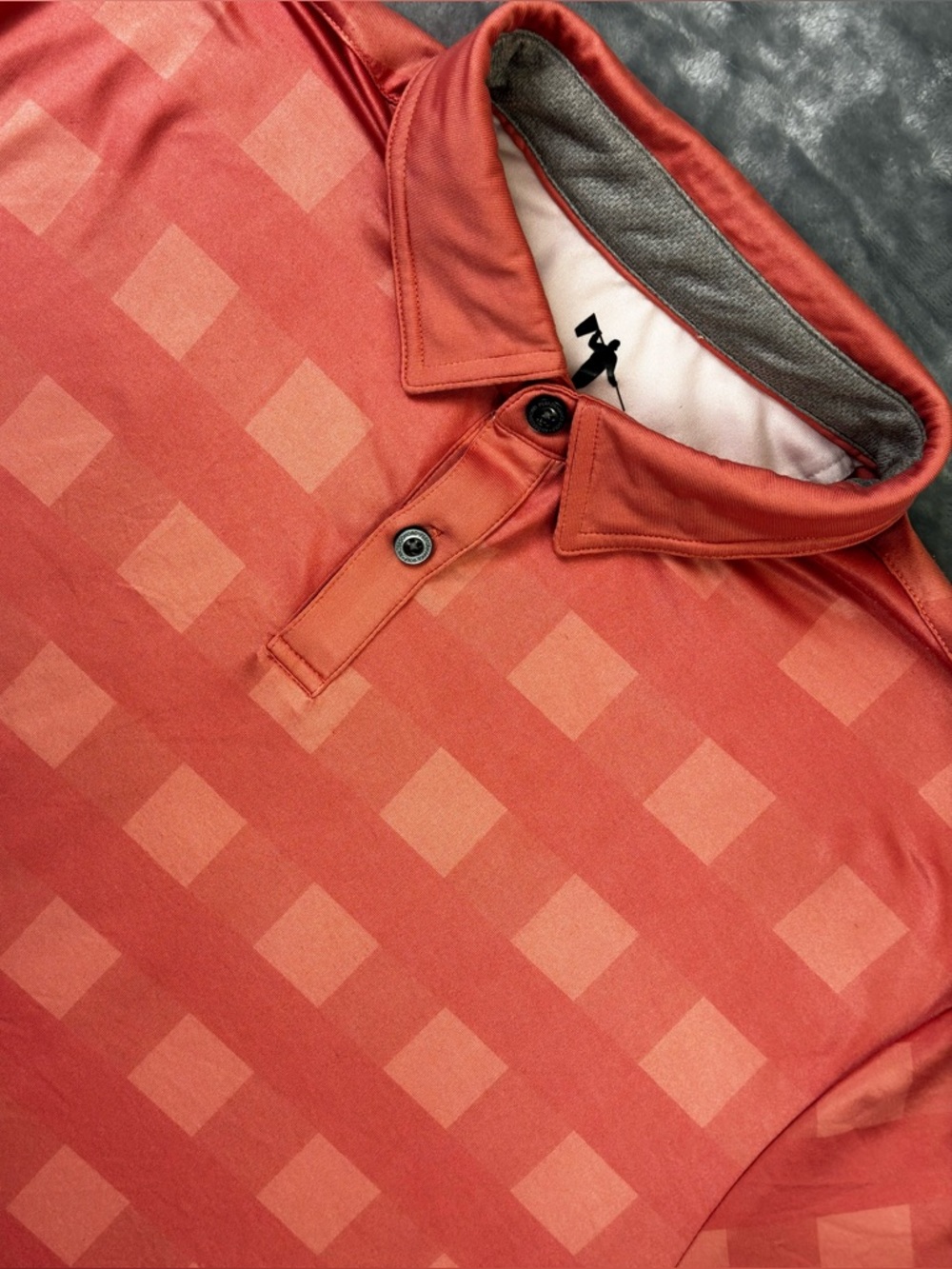AndersonOrd Performance Golf Polo Size Large Coral Checkered Casual Athleisure